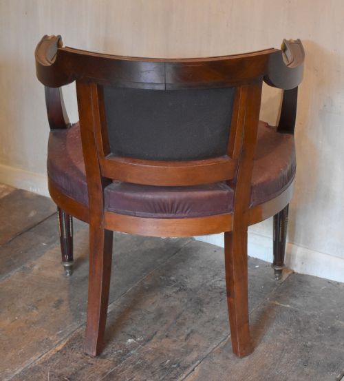 FRENCH MAHOGANY BRASS AND LEATHER ARMCHAIR - ADDITIONAL PHOTO 9