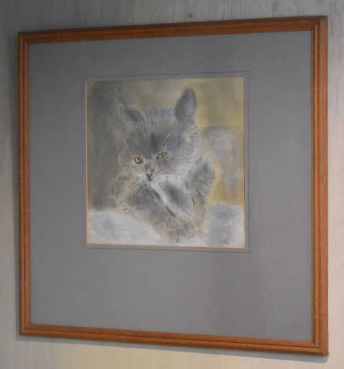 CHARMING PASTEL DRAWING OF A CAT - ADDITIONAL PHOTO 1