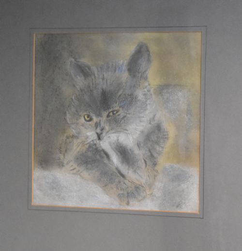 CHARMING PASTEL DRAWING OF A CAT - ADDITIONAL PHOTO 2