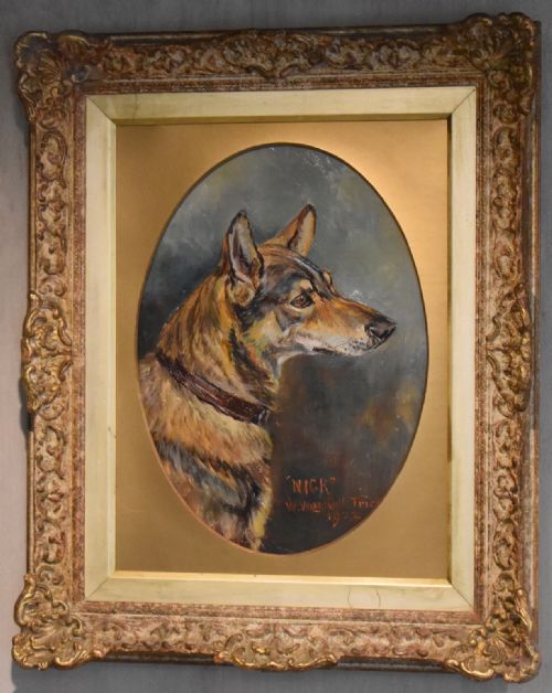 DOG PORTRAIT OIL PAINTING BY WASDELL TRICKETT - ADDITIONAL PHOTO 1
