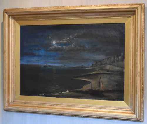 VICTORIAN MOONLIGHT OIL PAINTING OF BRIGHTON - ADDITIONAL PHOTO 1