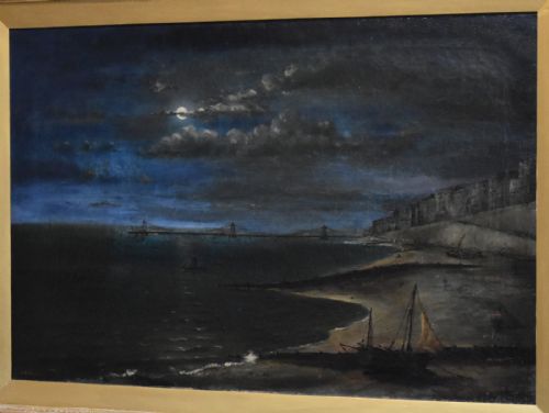 VICTORIAN MOONLIGHT OIL PAINTING OF BRIGHTON - ADDITIONAL PHOTO 2