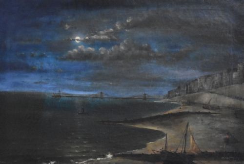 VICTORIAN MOONLIGHT OIL PAINTING OF BRIGHTON - ADDITIONAL PHOTO 3