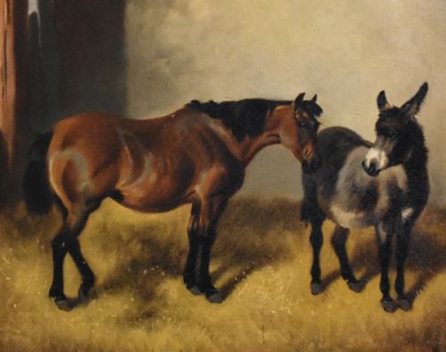 HORSE AND DONKEY OIL PAINTING BY JOHN ALFRED WHEELER - ADDITIONAL PHOTO 4