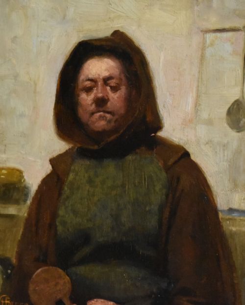 OIL PAINTING OF A MONK BY HENRY REYNOLDS STEER - ADDITIONAL PHOTO 3