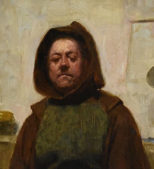 OIL PAINTING OF A MONK BY HENRY REYNOLDS STEER - ADDITIONAL PHOTO 4