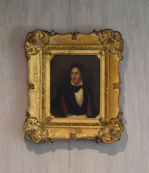 small oil portrait of the poet lord byron - CATEGORY: ANTIQUE ART - DATED REGENCY