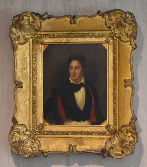 SMALL OIL PORTRAIT OF THE POET LORD BYRON - ADDITIONAL PHOTO 1