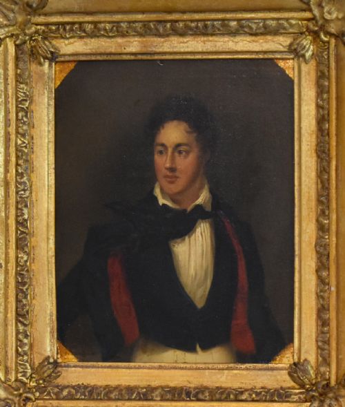 SMALL OIL PORTRAIT OF THE POET LORD BYRON - ADDITIONAL PHOTO 2