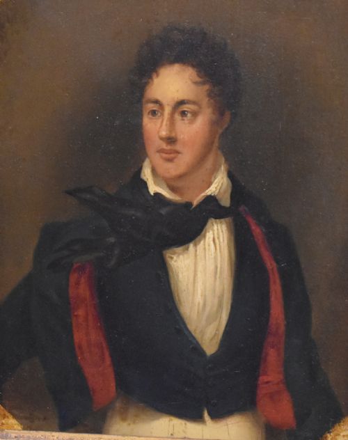 SMALL OIL PORTRAIT OF THE POET LORD BYRON - ADDITIONAL PHOTO 3