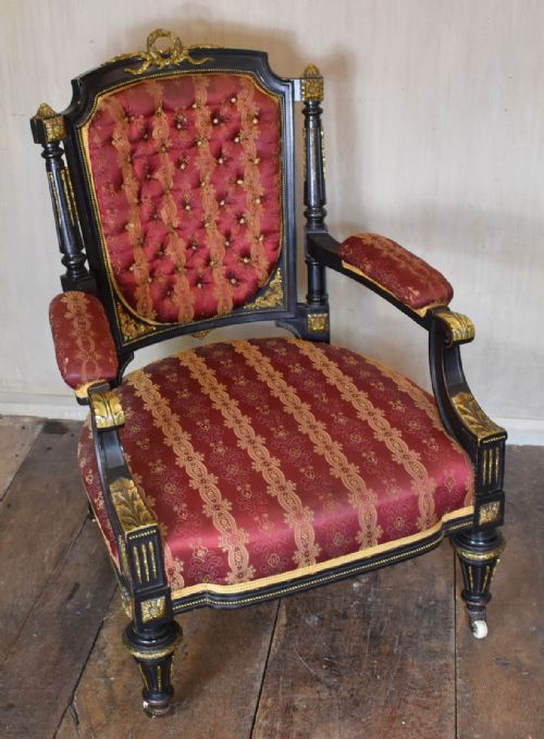 FINE VICTORIAN EBONISED ARMCHAIR - ADDITIONAL PHOTO 1