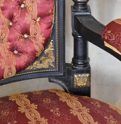 FINE VICTORIAN EBONISED ARMCHAIR - ADDITIONAL PHOTO 2
