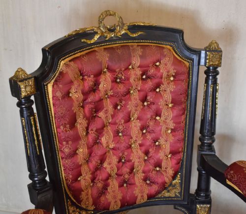 FINE VICTORIAN EBONISED ARMCHAIR - ADDITIONAL PHOTO 5