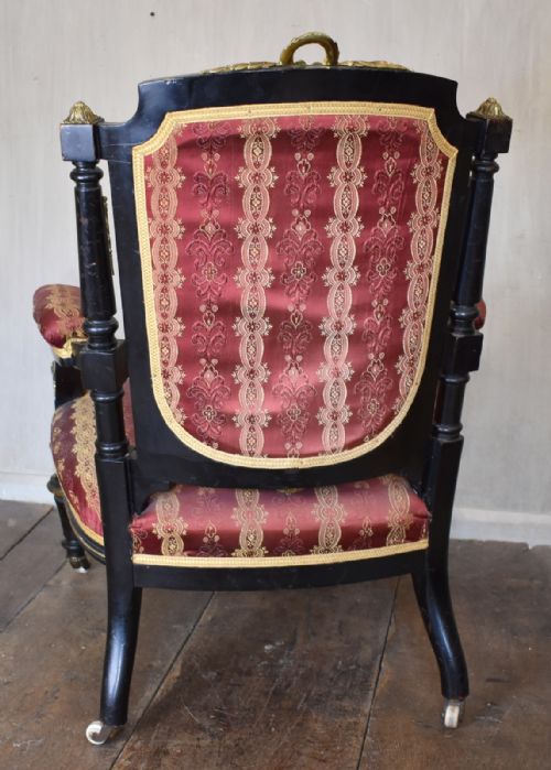 FINE VICTORIAN EBONISED ARMCHAIR - ADDITIONAL PHOTO 8