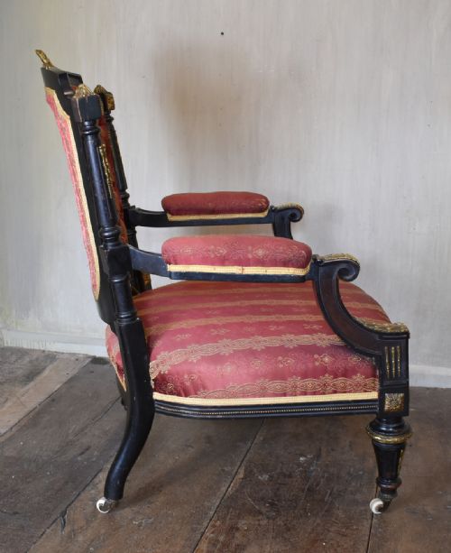 FINE VICTORIAN EBONISED ARMCHAIR - ADDITIONAL PHOTO 9