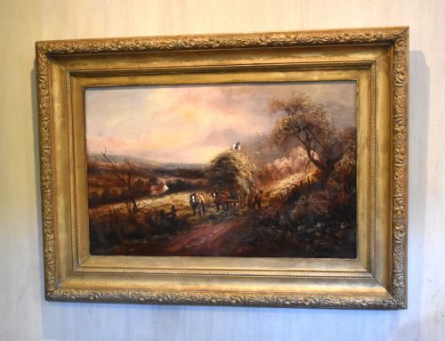 on the sussex downs landscape oil painting - CATEGORY: ANTIQUE ART - DATED VICTORIAN