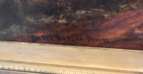 ON THE SUSSEX DOWNS LANDSCAPE OIL PAINTING - ADDITIONAL PHOTO 5