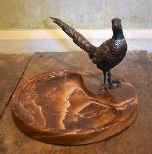 LARGE COLD PAINTED BRONZE PHEASANT DESK STAND - ADDITIONAL PHOTO 4