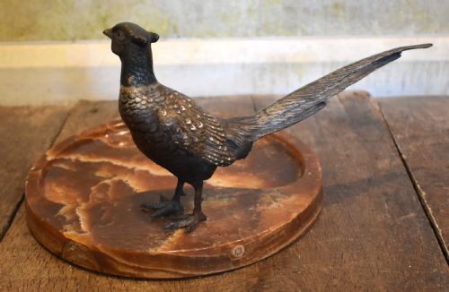 LARGE COLD PAINTED BRONZE PHEASANT DESK STAND - ADDITIONAL PHOTO 5