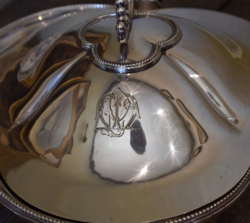 UNUSUAL SILVER PLATE CHAFINGSERVING DISH - ADDITIONAL PHOTO 5