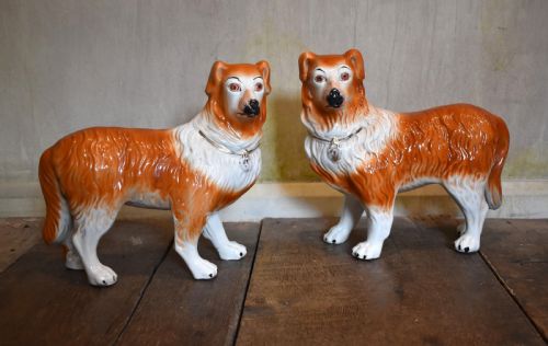 pair of staffordshire collie dogs - CATEGORY: ANTIQUE CERAMICS - DATED 1890
