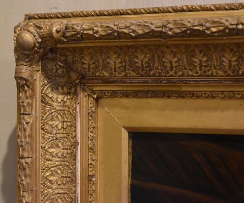 VICTORIAN STABLE INTERIOR OIL PAINTING - ADDITIONAL PHOTO 2