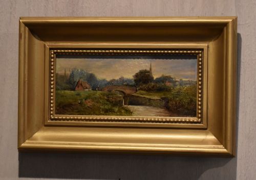 fine victorian miniature landscape oil - CATEGORY: ANTIQUE ART - DATED VICTORIAN