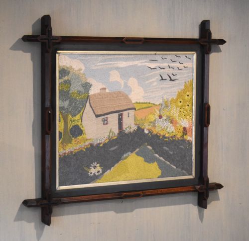 ARTS AND CRAFTS PERIOD NEEDLEWORK PICTURE
