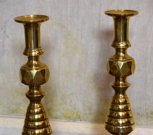 PAIR OF UNUSUALLY LARGE VICTORIAN BRASS CANDLESTICKS - ADDITIONAL PHOTO 1