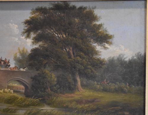 VICTORIAN LANDSCAPE OIL PAINTING WITH COACH AND HORSES - ADDITIONAL PHOTO 4
