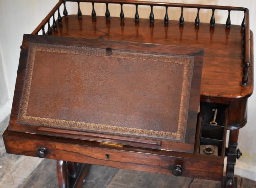 FINE LATE REGENCY ROSEWOOD SEWING AND WRITING TABLE - ADDITIONAL PHOTO 8