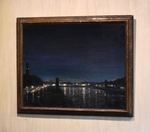 oil painting of night in glasgow - CATEGORY: ANTIQUE ART - DATED 1930