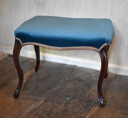 victorian rosewood cabriole leg stool - CATEGORY: ANTIQUE STOOLS - DATED VICTORIAN