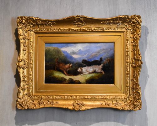 oil painting of terriers by george armfield 18101893 - CATEGORY: ANTIQUE ART - DATED 1860