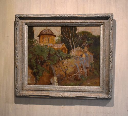 church in athens oil painting by alfred wolmark - CATEGORY: ANTIQUE ART - DATED 1930