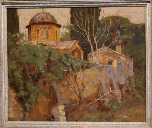 CHURCH IN ATHENS OIL PAINTING BY ALFRED WOLMARK - ADDITIONAL PHOTO 2