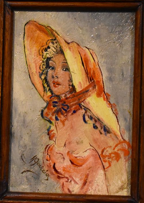MINIATURE OIL OF A LADY IN A LARGE HAT - ADDITIONAL PHOTO 2
