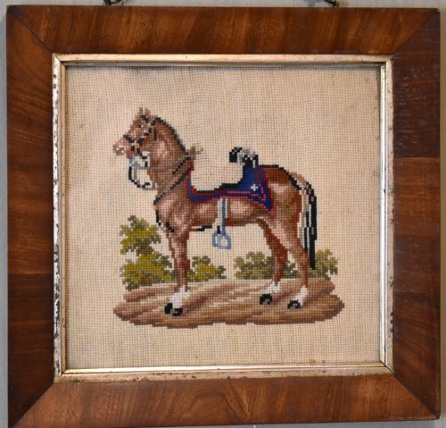 VICTORIAN NEEDLEWORK OF A HORSE - ADDITIONAL PHOTO 1