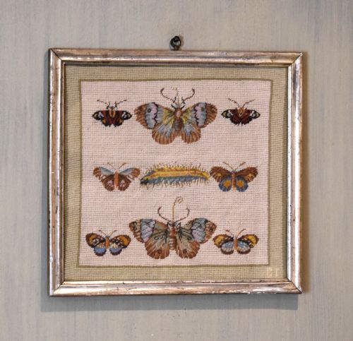 unusual victorian needlework of butterflies - CATEGORY: ANTIQUE MISCELLANEOUS - DATED 1870