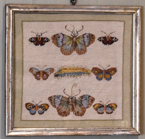 UNUSUAL VICTORIAN NEEDLEWORK OF BUTTERFLIES - ADDITIONAL PHOTO 1