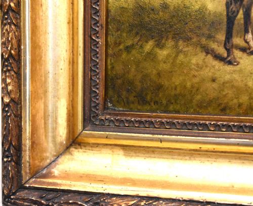 OIL PAINTING OF A HORSE AND DOG BY WILLIAM EDDOWES TURNER - ADDITIONAL PHOTO 5