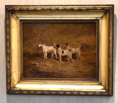 OIL PAINTING OF TERRIERS BY WILLIAM EDDOWES TURNER - ADDITIONAL PHOTO 1