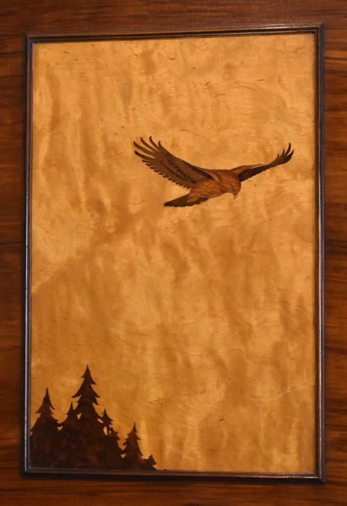 MARQUETRY PANEL DEPICTING A BUZZARD - ADDITIONAL PHOTO 4