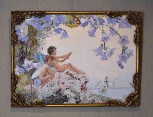 fairy bells watercolour by arthur h buckland - CATEGORY: ANTIQUE ART - DATED 1930