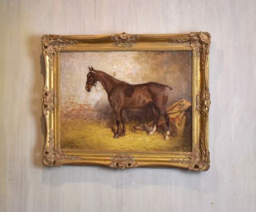 horse oil painting of dandy by john atkinson 18631924 - CATEGORY: ANTIQUE ART - DATED EDWARDIAN