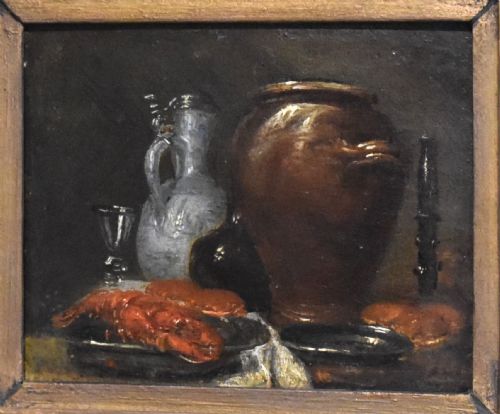 EIGHTEENTH CENTURY STILL LIFE MINIATURE OIL PAINTING - ADDITIONAL PHOTO 2