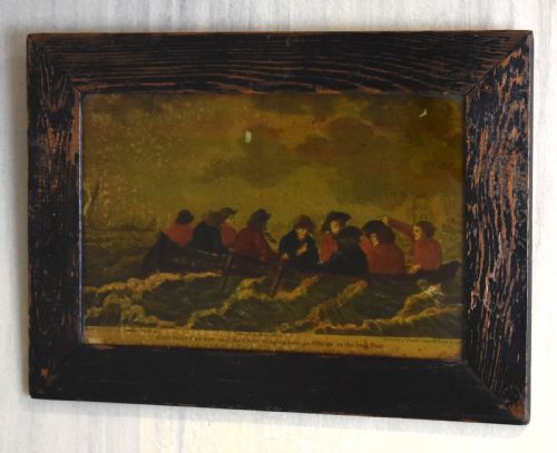 FOUR GEORGIAN REVERSE PAINTED PRINTS ON GLASS - ADDITIONAL PHOTO 3