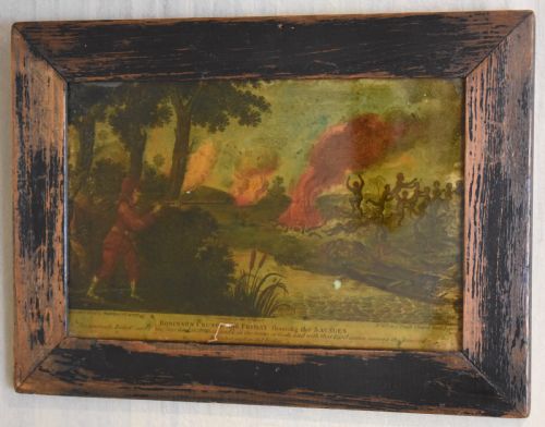 FOUR GEORGIAN REVERSE PAINTED PRINTS ON GLASS - ADDITIONAL PHOTO 5