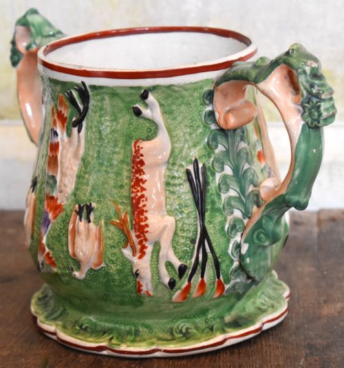 UNUSUAL STAFFORDSHIRE POTTERY LOVING CUP - ADDITIONAL PHOTO 2