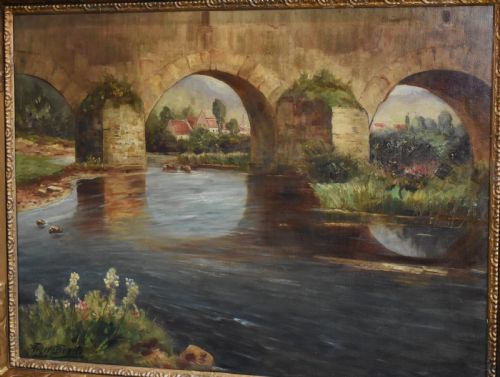 LARGE OIL PAINTING BY FRANZ REDERBROILI - ADDITIONAL PHOTO 3